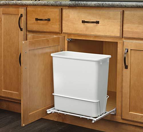 Rev-A-Shelf - RV-814PB - Single 20 Qt. Pull-Out White Waste Container with Adjustable Frame