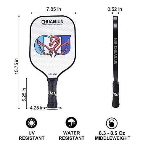 Chuanjun Pickleball Paddle Set - 2 Premium Graphite Rackets Honeycomb Composite Core Balls, Ultra Cushion Grip, Lightweight with Cover, Pickleball Racquet for Men Women Kids Indoor Outdoor