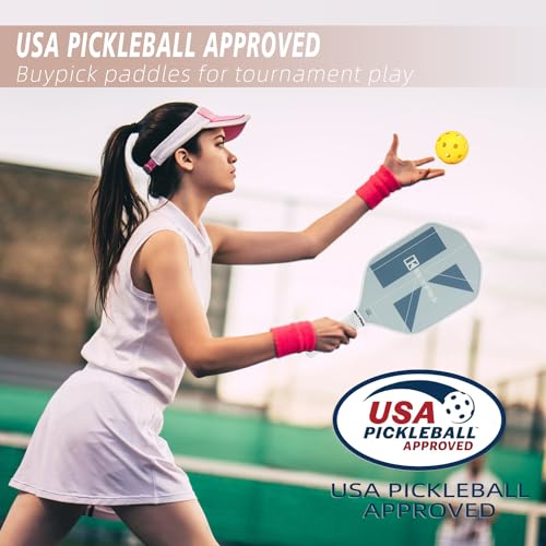 BuyPick Pickleball Paddles Set of 2, USAPA Approved Carbon Fiber Surface Paddles with Anti-Slip Sweat-Absorbing Grip &16MM Racket, Light Pickleball Set with 2 Pickleball Paddle 4 PE Balls& 1 Bag