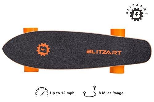 Blitzart Mini Flash 28" Electric Skateboard Electronic Hub-Motor 2.8" Wheel E-Skateboard (ORANGE)