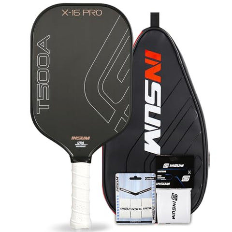 INSUM T500A Carbon Fiber Pickleball Paddles - Thermoformed Core with Foam Injected Walls,Premium Paddle for Control & Spin (Come with Cover Bag)