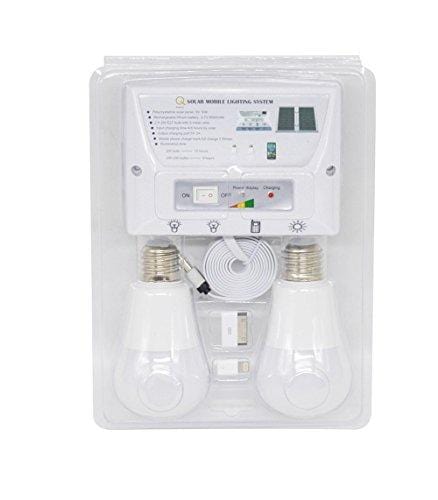 GVSHINE [6W Panel Foldable] Solar Mobile Light System, Solar Home DC System Kit, 3.7V Lithium Battery - 6W Foldable Panel Solar Home System Kit - Including 3 Cell Phone Charger - 2 LED Lights