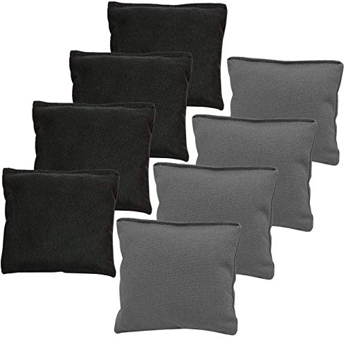 JMEXSUSS Weather Resistant Standard Corn Hole Bags, Set of 8 Regulation Cornhole Bags for Tossing Game (Black/Grey)
