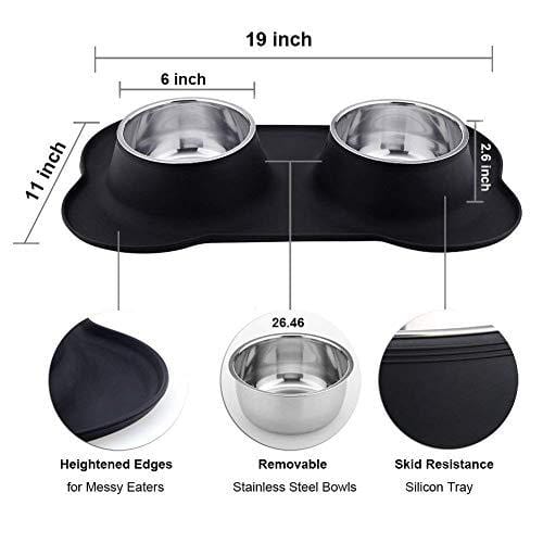 URPOWER Dog Bowls Stainless Steel Dog Bowl with No Spill Non-Skid Silicone Mat 53 oz Feeder Bowls Pet Bowl for Dogs Cats and Pets