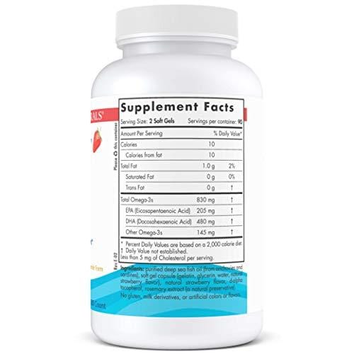 Nordic Naturals DHA Omega-3 - Brain and Nervous System Support Supplement, Strawberry Flavored, 180 Soft Gels