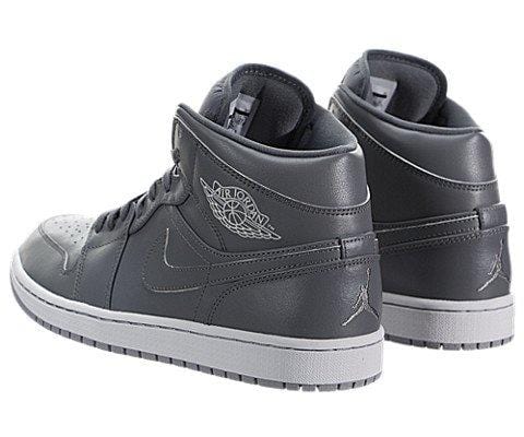 Nike Men's Air Jordan 1 Mid Hi-Top Sneakers, Black, Multicolored (Cool Grey/Cl Gry-White-WLF Gry), 7.5 UK