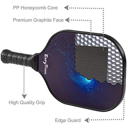 EasyTime Pickleball Paddle Graphite Pickleball Racket USAPA Approved Polypro Honeycomb Composite Core Paddles with Free Grip Strip & Racket Cover