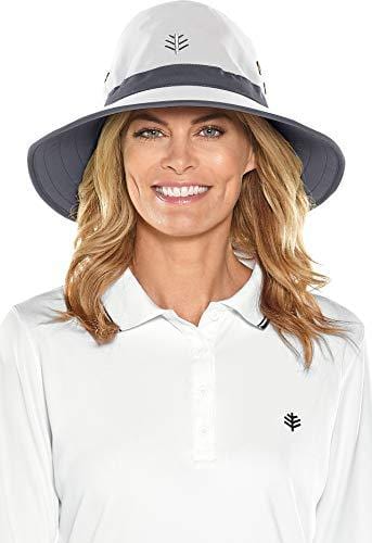 Coolibar UPF 50+ Men's Women's Matchplay Golf Hat - Sun Protective (XX-Large- White/Carbon)