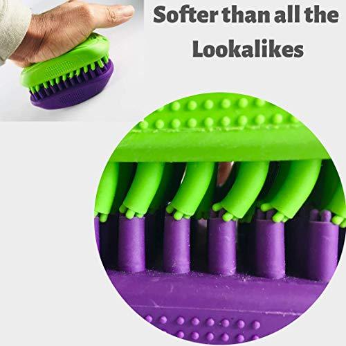 Tank and Sherman Dog Shampoo Rubber Brush - Easy to Clean Dog Bath Brush with Fur Catching Screen - Soft 4 Point Bristle Cat and Dog Brush - Enjoy Dog Bathing and Dog Grooming Once Again