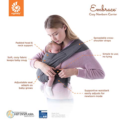 Ergobaby Embrace Baby Wrap Carrier, Infant Carrier for Newborns 7-25 Pounds, Oxford Blue