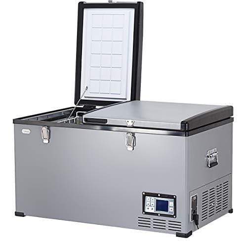 COSTWAY Car Travel Freezer, 84 Quart Portable 2-door Compressor Freezer -4°F to 50°F, Electric Powered Cooler Mini Fridge For Car and Home, Camping, Truck Party (84 Quart)