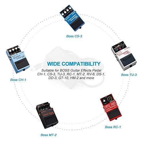 IBERLS 9V AC to DC Adapter for BOSS Guitar Effects Pedal DS-1 RC-1 RC-3 RC-30 TU-3 SD-1 RV-5 RV-6 DD-3 DD-7 DD-20 ME-50 GT-10 HM-2, Replacement Boss PSA-120S Power Supply(10 feet of power cable)