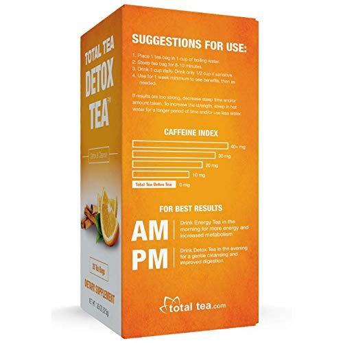 Total Tea Gentle Detox Tea. Caffeine Free - Keto Diet - Gluten Free Herbal Tea Cleanse Supplement with Senna - Liver Detox Cleanse for Weight Loss - Colon Cleanse Sleep Tea Paleo - 25 Sealed Teabags