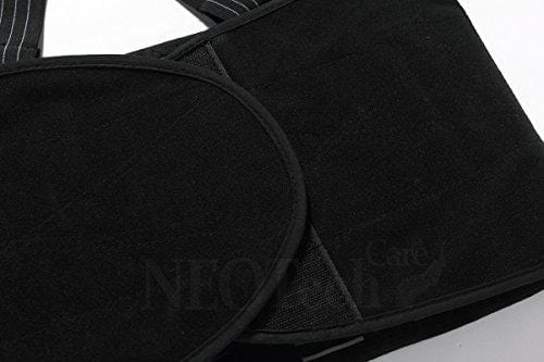 Back Brace with Suspenders for Men - Adjustable - Removable Shoulder Straps - Lumbar Support Belt - Lower Back Pain, Work, Lifting, Exercise, Gym - Neotech Care Brand - Black - Size L