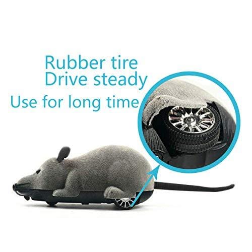 Alovexiong Gray Rat Toy for Cat Funny Mini RC Wireless Electronic Remote Control Rat Mouse Toy Cat Playing Chew Toys for Cats Pets Mouse Gift(Batteries Not Included)