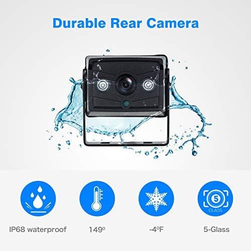 HD 720P Digital Wireless Backup Camera System For RVs/Trucks/Trailers/Vans/ Pickups With 5"Monitor High-Speed Observation System Grid Lines ON/OFF IP69K Waterproof Super Night Vision