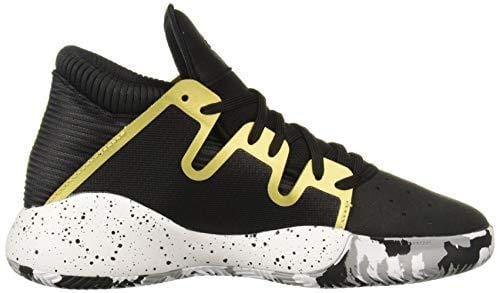 adidas Unisex Pro Vision Basketball Shoe, Black/White/Gold Metallic, 4 M US Big Kid