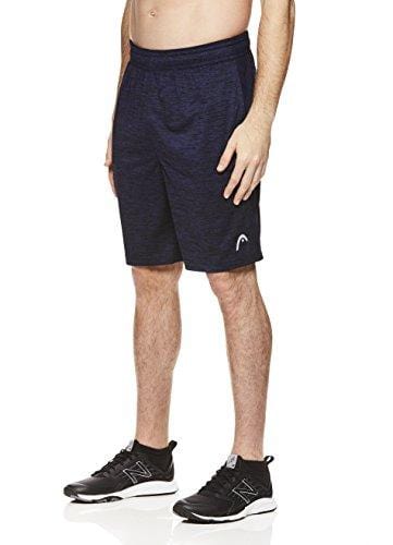 HEAD Men's Polyester Workout Gym & Running Shorts w/Elastic Waistband & Drawstring - Firestarter Navy Heather Blue, Large