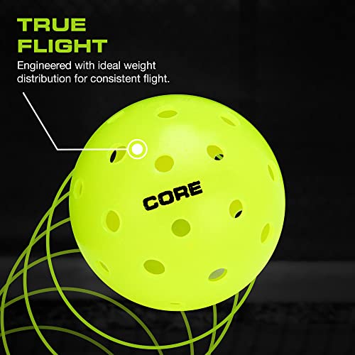 CORE Pickleball Balls - 40 Hole Outdoor Pickleball Balls - Indoor Pickleballs USA Pickleball Approved - Pickleball Outdoor Balls