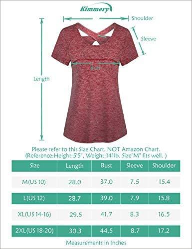 Kimmery Active Tops for Women, Loose Fresh Designer Shirts Sexy Open Back Short Sleeve Scoop Neck Leisure T-Shirt Running Compression Gym Wicking Moisture Tunic Cooling Athleisure Wear Purple XX Large