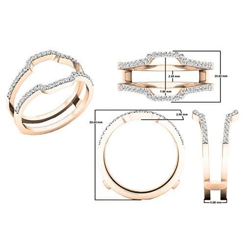 Dazzlingrock Collection 0.25 Carat (ctw) 10K White Diamond Wedding Band Enhancer Guard Ring 1/4 CT, Rose Gold, Size 6