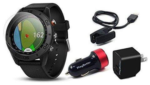 Garmin Approach S60 (Black) Golf GPS Watch Power Bundle | Includes PlayBetter HD Screen Protectors & USB Charging Adapters | Auto-Shot Tracking, 40,000+ Pre-Loaded Courses | 010-01702-00