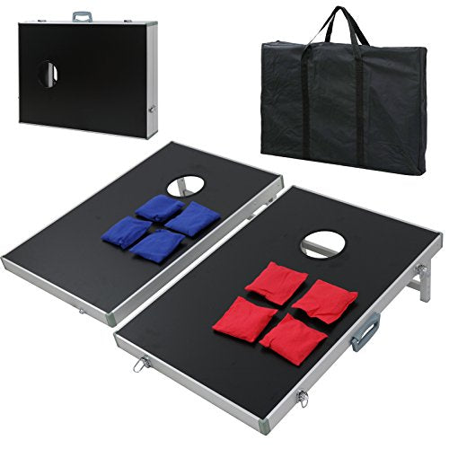 ZENY Cornhole Set 3x2 Cornhole Bean Bag Toss Game Set Aluminum Frame Boards 8 Corn Hole Bean Bags Outdoor Lawn Yard Game