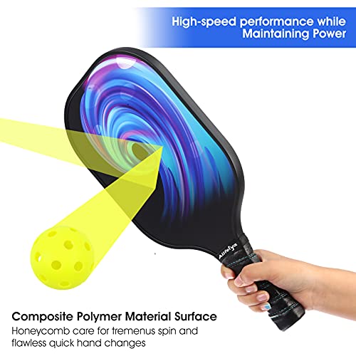 ALLFEIYA Pickleball Paddles Set of 2 Pickleball Paddles, 4 Pickleball Balls, 1 Bag and 2 Cooltowels ，Pickleball Paddles with Carbon Fiber Paddle Surface， Polypropylene Honeycomb Core, Edge Guard