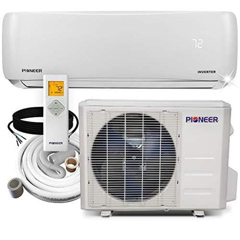 Pioneer WYS012-17 Air Conditioner Inverter+ Ductless Wall Mount Mini Split System Air Conditioner & Heat Pump Full Set, 12000 BTU 115V