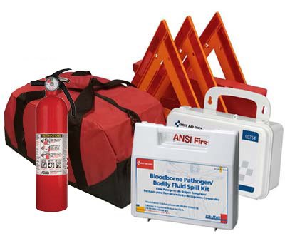 Safety and Trauma Supplies All-in-One Kit DOT OSHA Compliant with 2.5 lb Fire Extinguisher
