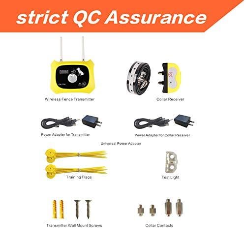 Wireless Dog Fence Electric Pet Containment System, Safe Effective Beep/Shock Design, Adjustable Control Range 1000 Feet & Display Distance, Rechargeable Waterproof Collar Receiver (1 Dog System)