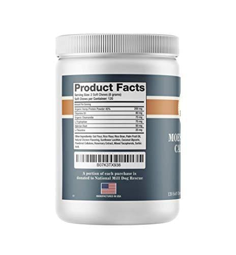 Organic Calm Hemp Treats for Dogs: Dog Anxiety Relief and Calming Aid for Hyperactive or Aggressive Pets - Daily Supplement to Support Joints and Healthy Skin and Coat - 120 Soft Chews, Chicken Flavor