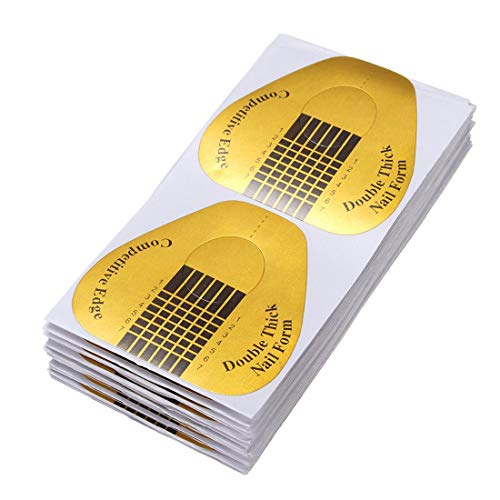 KINGMAS 100 Pcs Nail Art Form Guide Sticker, Horseshoe-shaped Nail Stickers Art Acrylic Nail/UV GEL Nail Extention Tips