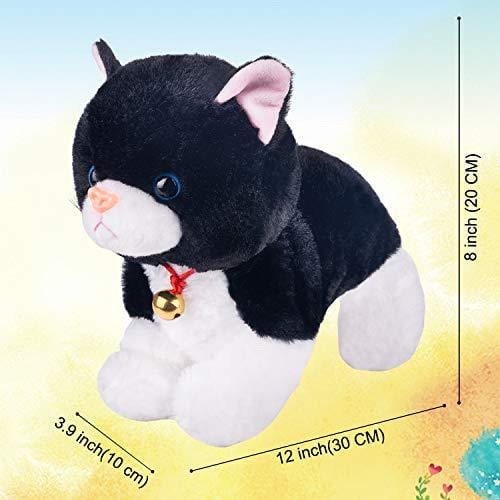 Black Plush Cat Stuffed Animal Interactive Cat Robot Toy, Barking Meow Kitten Touch Control, Electronic Cat Pet, Cat Kitty Toy, Animated Toy Cats for Girls Baby Kids L:12" H:8" W:5"