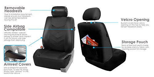FH Group PU021BLACK-COMBO Seat Cover (Premium Synthetic Leather with Accessories Combo Set Airbag Compatible Black)