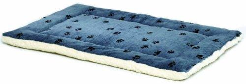 Reversible Paw Print Pet Bed in Blue / White, Dog Bed Measures 17L x 11W x 1.5H for "Tiny" Dog Breed, Machine Wash