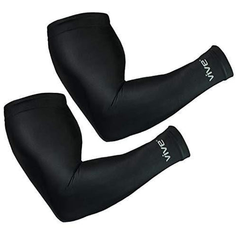 Vive Basketball Sleeve (Pair) - Long Arm Compression Elbow Support Wrap- UV Sun Protection for Shooting, Baseball, Football, Crossfit, Golfing, Running - Men and Women