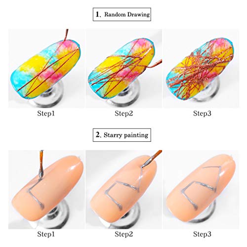 Giveyo Nail Spider Gel Set Matrix Gel Paint Design Nail Wire Drawing Nail Gel for Line Nail Metal Copper Wire Glue Metal Painted Mirror Mirror Glue Drawstring Glue 6 Color Pack