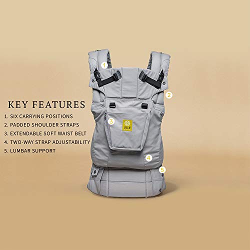 LÍLLÉbaby The Complete Original SIX-Position 360° Ergonomic Baby & Child Carrier, Stone- Cotton Baby Carrier, Comfortable and Ergonomic, Multi-Position Carrying for Infants Babies Toddlers