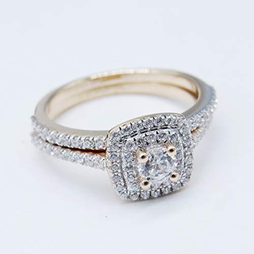 Dazzlingrock Collection 1.50 Carat (ctw) 14K Round Cubic Zirconia Ladies Bridal Ring Set 1 1/2 CT, Rose Gold, Size 7.5