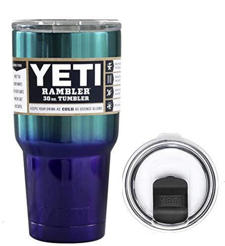 YETI Coolers 30 Ounce (30oz) (30 oz) Custom Rambler Tumbler Cup Mug Bundle with New Magslider Lid (Teal Purple Ombre)