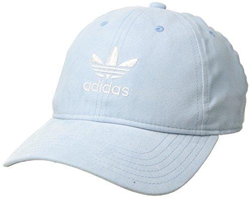 adidas Women's Originals Relaxed Plus Adjustable Strapback Cap, Aero Blue Suede/White, One Size