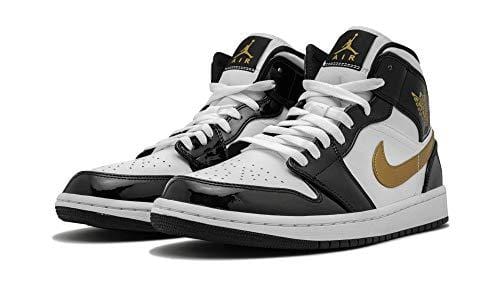 Jordan Air 1 Mid Se (Black/Metallic Gold-White, 9)
