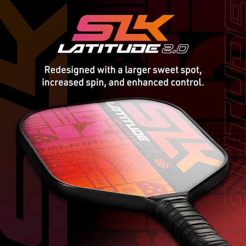 SLK Latitude 2.0 Pickleball Paddle | G4 Graphite Pickleball Paddle Face | Rev-Core+ Technology with SpinFlex Surface | Redesigned for Performance and Control | Orange