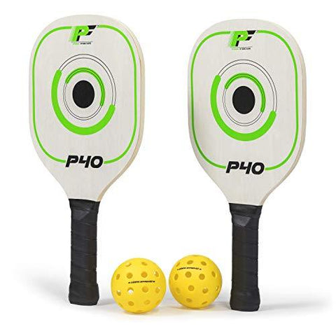 Pro Focus Pickleball Paddles P40 Doubles Pickleball Paddle Set - Features Premium Durable Wood Material with Cushioned Grip