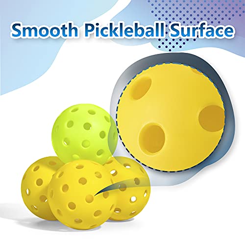Pickleball Balls 4 Pack, Premium Outdoor Pickleball Balls for Recreational Play Family Entertaining Play Pickleball Set, Yellow+Green