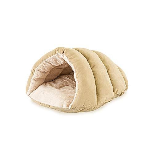 Ethical Pets Sleep Zone Faux Suede Cuddle Cave Dog Bed - Fabric Bottom - 22X17 Inches/Tan/Attractive, Durable, Comfortable, Washable