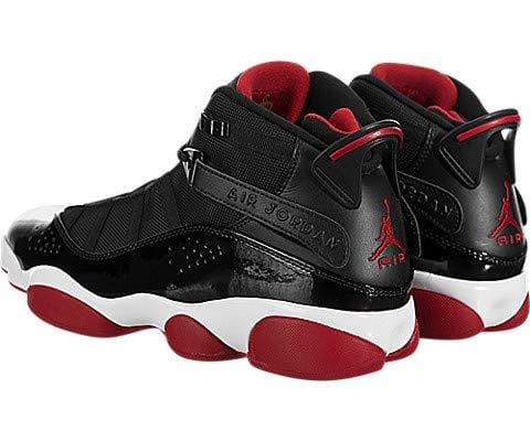 Jordan Nike Men's 6 Rings Black/Varsity Red/White Leather Basketball Shoes 7.5 M US