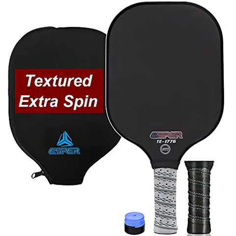 Pickleball Paddle,Textured Surface for Extra Spin,USAPA Approved,Graphite Pro Pickleball Racquet Lightweight,Carbon Fiber Pickleball Racket,PP Core,an Extra Cover and Paddle Grip
