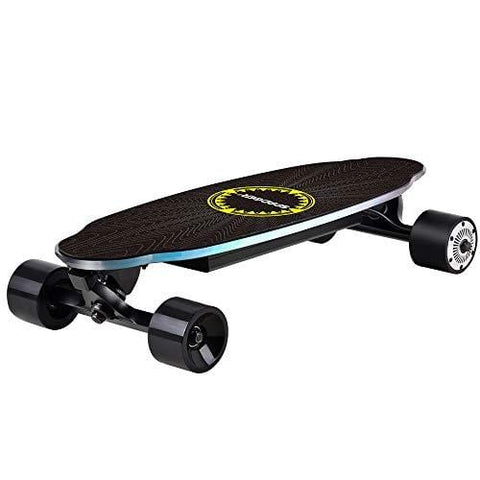 Spadger D5X Electric Skateboard, 20'' Electric Longoard, 12.5MPH Top Speed & 6.5 Miles Range, 150W Motor with 70MM PU Wheel, 10LBS Load up to 220LBS, Built-in LED Light with Remote Control